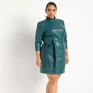 ELOQUII - Teal Faux Leather Mini Dress - Size 22